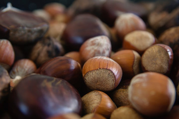 Mix of ripe nuts close up