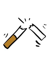 Broken cigarette icon. Smoking area. harm. Hand-drawn