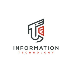 Technology information line circuit logo intial TI modern business internet cyber graphic design