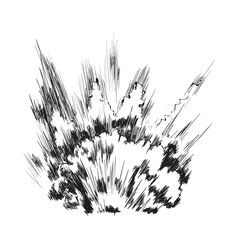 Big Explosion on Ground Vector Illustration Hand Drawn