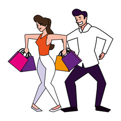 Isolated woman and man shopping vector design