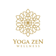 Wellness logo with a simple and clean modern design with elegant line art style for yoga massage or spa and beauty business.