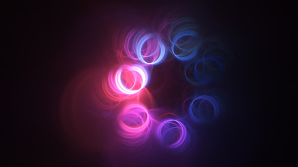 Abstract transparent blue and red crystal shapes. Fantasy light background. Digital fractal art. 3d rendering.