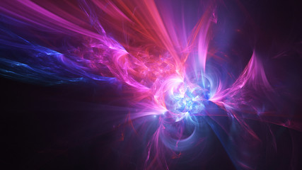 Fototapeta premium Abstract transparent blue and red crystal shapes. Fantasy light background. Digital fractal art. 3d rendering.