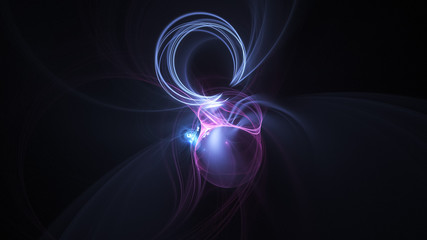 Abstract transparent blue and violet crystal shapes. Fantasy light background. Digital fractal art. 3d rendering.