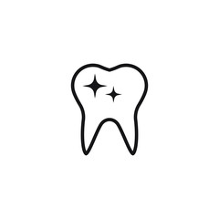 Dental icon. clean teeth icon, shiny tooth illustration isolated on white