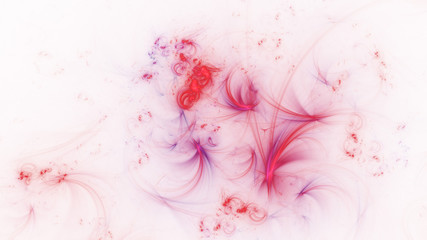 Abstract transparent red crystal shapes. Fantasy light background. Digital fractal art. 3d rendering.