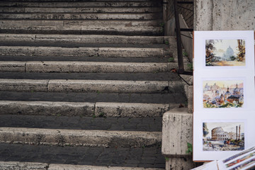 Stairs in old in art street 