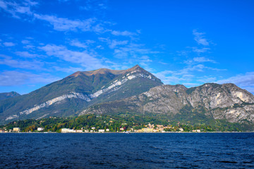 Panoramic view of Lake Como. Lombardy, Italy. Autumn season.