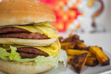 burger and fries