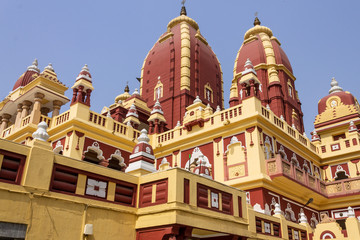 Detail view on Main Building of Shri Laxminarayan Temple, Birla Mandir, Hindu Vishnu Temple in New Delhi, India, Asia.