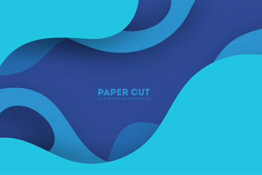 3D abstract blue background with paper cut shapes. Vector design layout for business presentations, flyers, posters and invitations. Colorful carving art ep 10