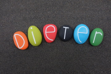 Dieter, masculine German given name, a short form of Dietrich, composed with multicolored stones...