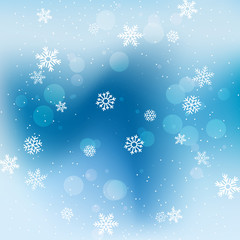 New Year and Christmas card with snowflakes of blue and gray