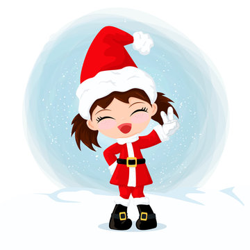 Cute girl dressed as Santa Claus