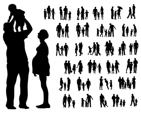 Parents with little child on white background