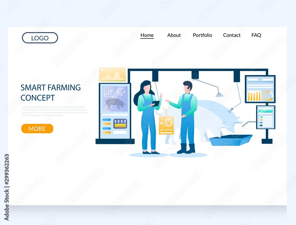 Poster smart farming concept vector website landing page design template
