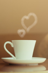 Coffee cup on wood table
