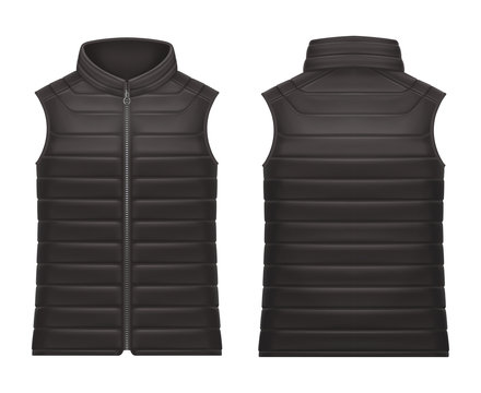 Realistic or 3d black vest jacket with zap