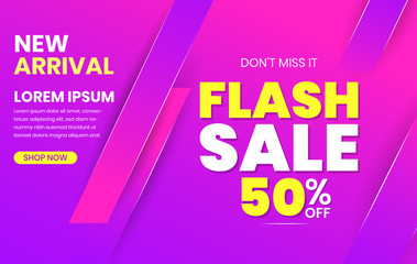 Flash sale discount banner template promotion. Social media banner template, voucher, discount, flash sale