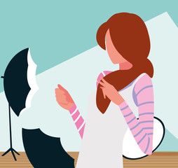 Supermodel avatar woman in studio vector design