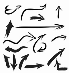 Illustration of Grunge Sketch Handmade Watercolor Doodle Vector Arrow Set Collection