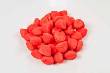 Juicy colorful jelly sweets isolated on white. Gummy candies.