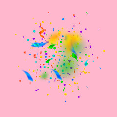 Streamers and confetti. Festive tinsel and foil ri