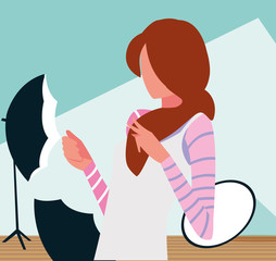 Supermodel avatar woman in studio vector design