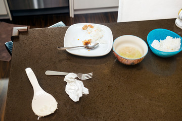 table left in a mess after lunch