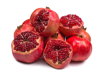 Sweet pomegranate isolated on white background.