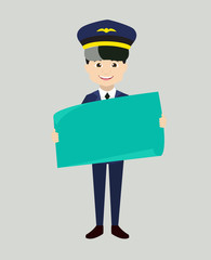 Pilot - Holding a Paper Banner