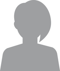 Default avatar profile icon. Grey photo placeholder. Hand drawn, modern, woman avatar profile icon (or portrait icon). User flat avatar icon, sign, profile female symbol.