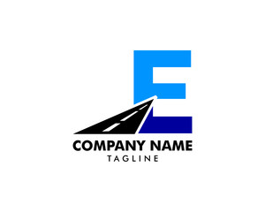 Road Way Letter E Icon Logo Vector Template