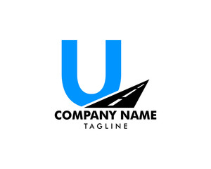 Road Way Letter U Icon Logo Vector Template