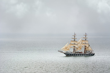 Fototapeta na wymiar Two Masted Sailing Ship
