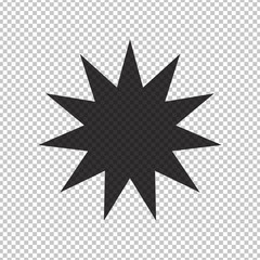 Black simple flat style light star flares  isolated on transparent background. Vector illustration