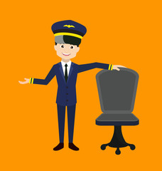 Pilot - Standing with Chair and Gesturing with Hand