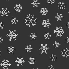 Naklejka na ściany i meble Snowflakes seamless pattern. Snow winter holidays background texture. Christmas elements.