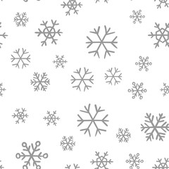 Snowflakes seamless pattern. Snow winter holidays background texture. Christmas elements.