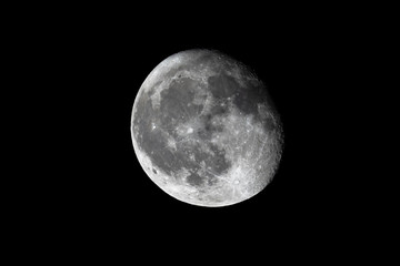 Moon lunar sphere isolated on a black background useful for screen blending or graphic brush
