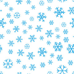 Snowflakes seamless pattern. Snow winter holidays background texture. Christmas elements.