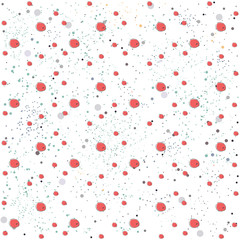 Seamless pattern with small red berries on white background