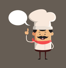 Professional Cute Chef - Smiling and Pointing to Speech Bubble