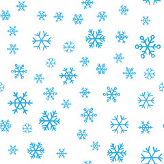 Fototapeta na wymiar Snowflakes seamless pattern. Snow winter holidays background texture. Christmas elements.