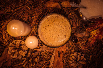 candlelight coffee on spruce needles