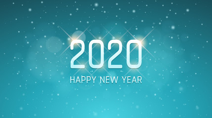 Silver new year 2020 with snowflakes in vintage blue color background