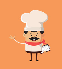 Professional Cute Chef - Holding a Checklist and Showing with Hand Gesture
