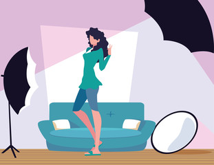 Supermodel avatar woman in studio vector design