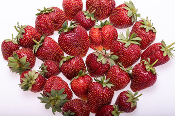 fresh ripe strawberries isolated on white background